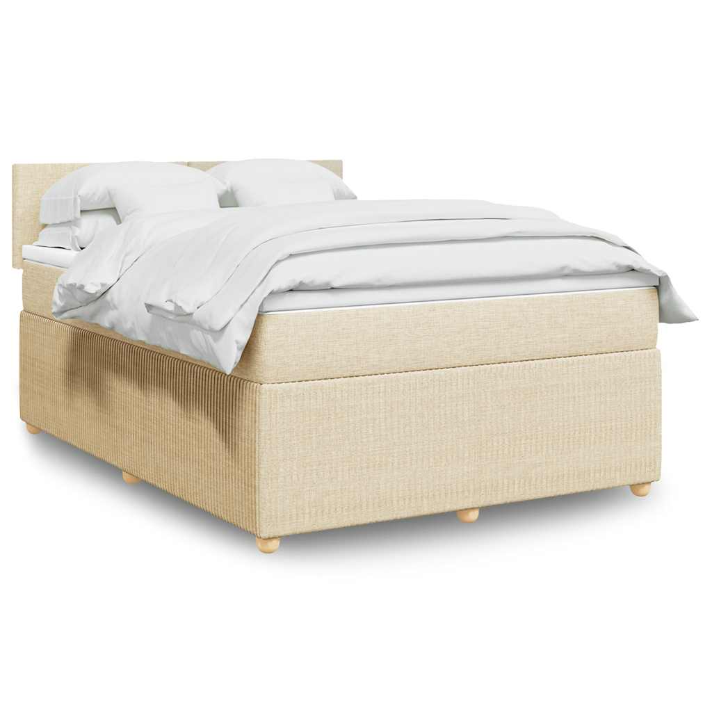 Boxspring met matras stof crèmekleurig 160x200 cm is nu te koop bij PeponiXL, paradijselijk wonen!