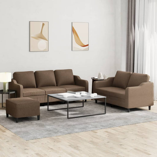 4-delige Loungeset met kussens stof bruin is nu te koop bij PeponiXL, paradijselijk wonen!