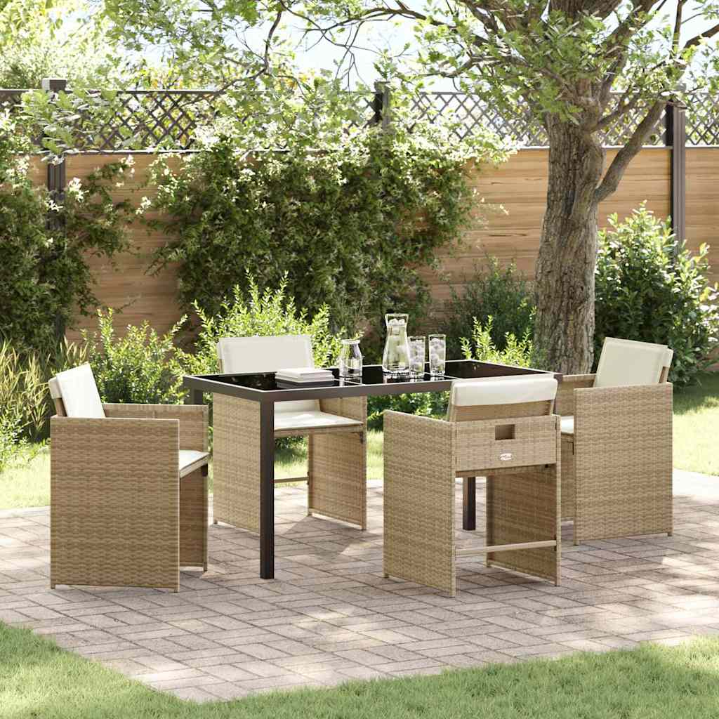 Tuin eettafelset 5 pcs Beige poly rattan is nu te koop bij PeponiXL, paradijselijk wonen!