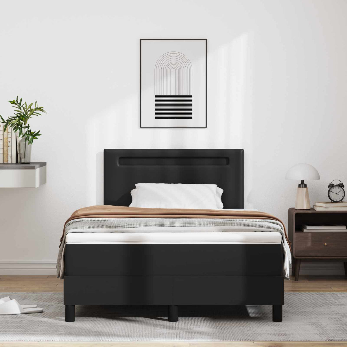 Boxspringbed met matras Zwart 120 x 190 cm Kunstleer is nu te koop bij PeponiXL, paradijselijk wonen!