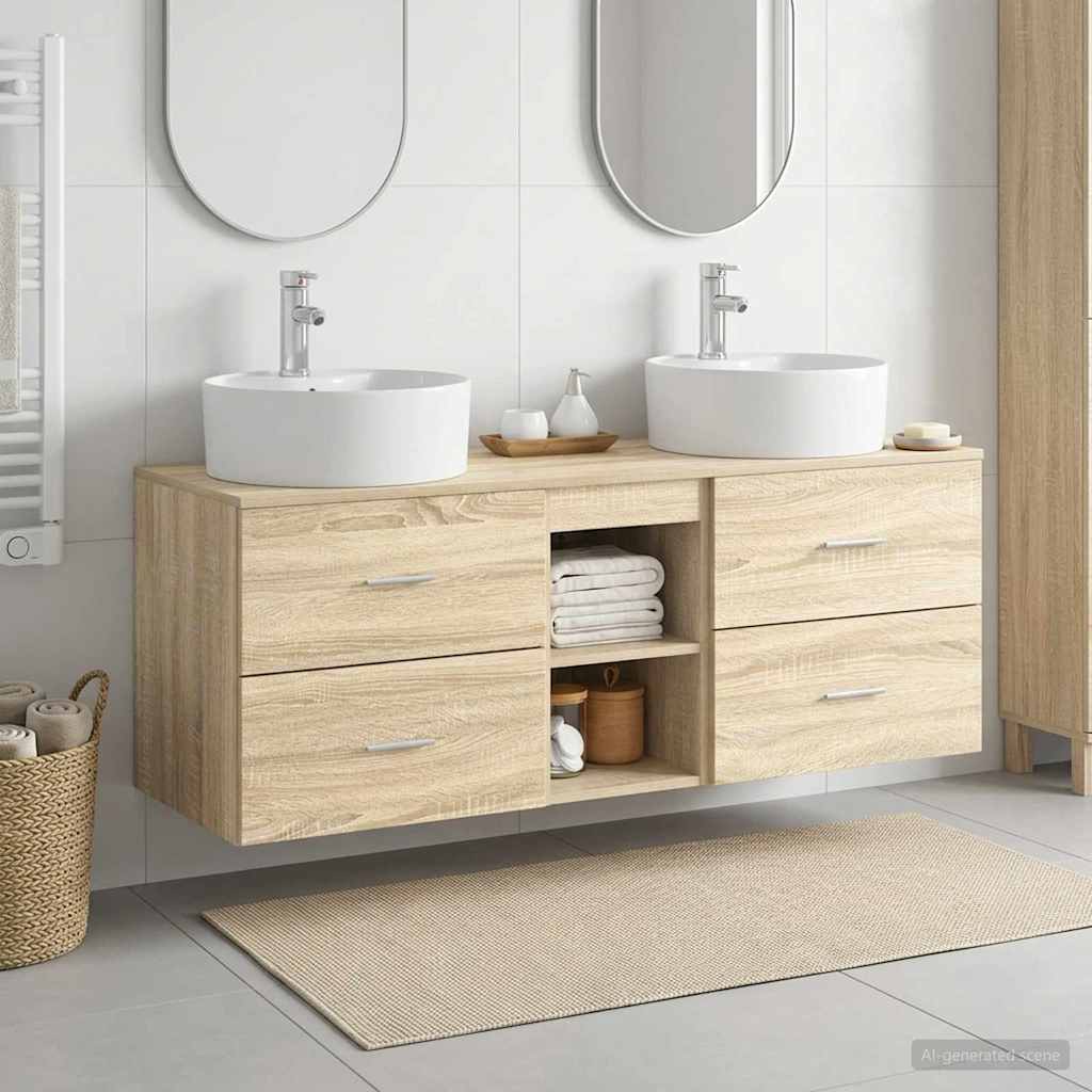 Badkamerkastenset 3 st Sonoma Eiken 49,5 x 44,5 x 65 cm is nu te koop bij PeponiXL, paradijselijk wonen!