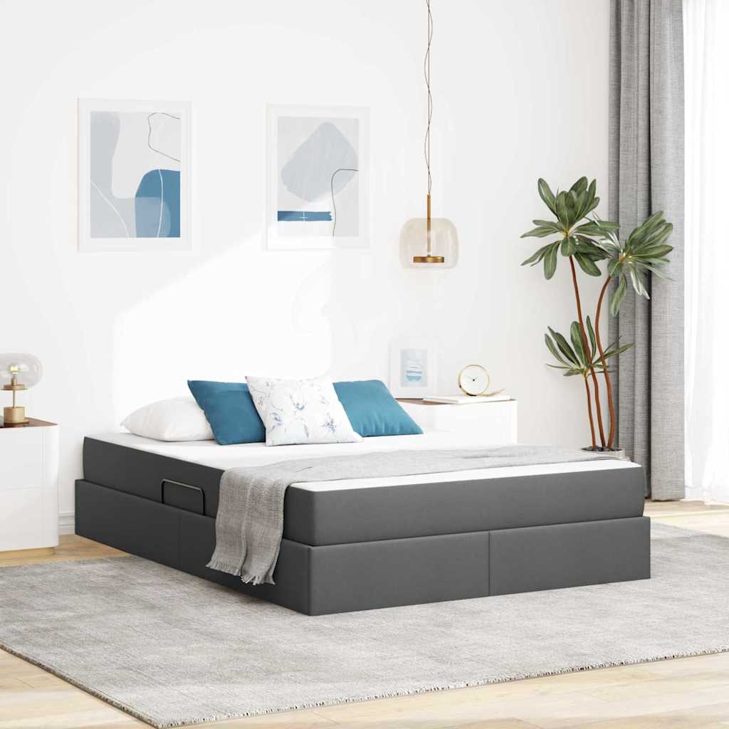 Opbergbed met matras Donkergrijs 140 x 190 cm Polyester is nu te koop bij PeponiXL, paradijselijk wonen!