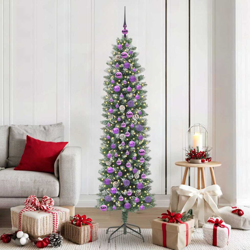 Kunstmatige slanke kerstboom met 300 LED Groen en Wit 180 cm is nu te koop bij PeponiXL, paradijselijk wonen!