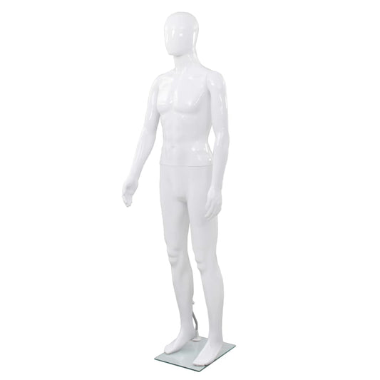 Etalagepop mannelijk met glazen voet 175 cm glanzend wit is nu te koop bij PeponiXL, paradijselijk wonen!
