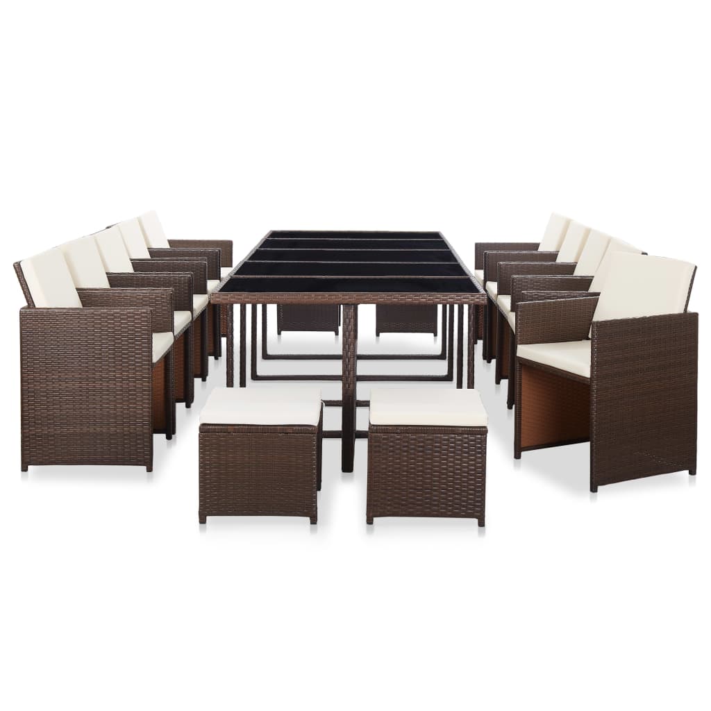 15-delige Tuinset met kussens poly rattan bruin is nu te koop bij PeponiXL, paradijselijk wonen!