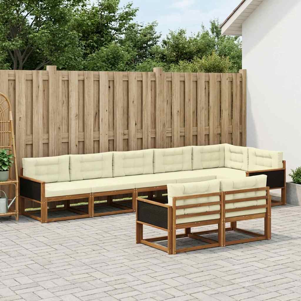 Buiten bankenset met kussen 8 pcs Natuurlijk en Crème is nu te koop bij PeponiXL, paradijselijk wonen!