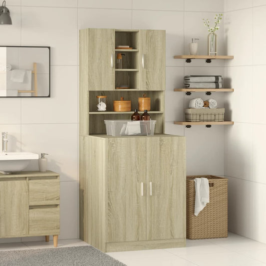 Wasmachinekasten 2 st bewerkt hout sonoma eikenkleurig is nu te koop bij PeponiXL, paradijselijk wonen!
