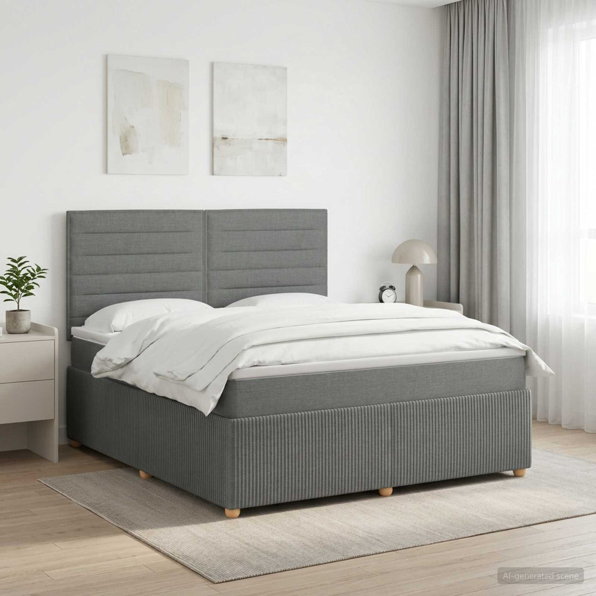 Boxspringbed met matras Donkergrijs 140 x 200 cm Stof is nu te koop bij PeponiXL, paradijselijk wonen!