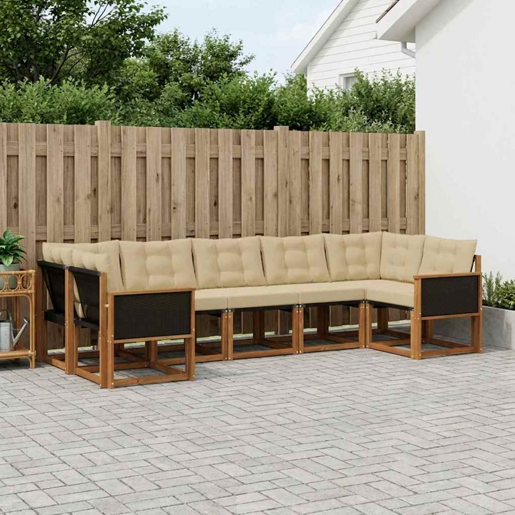 Buiten bankenset met kussen 7 pcs Natuurlijk en Beige is nu te koop bij PeponiXL, paradijselijk wonen!