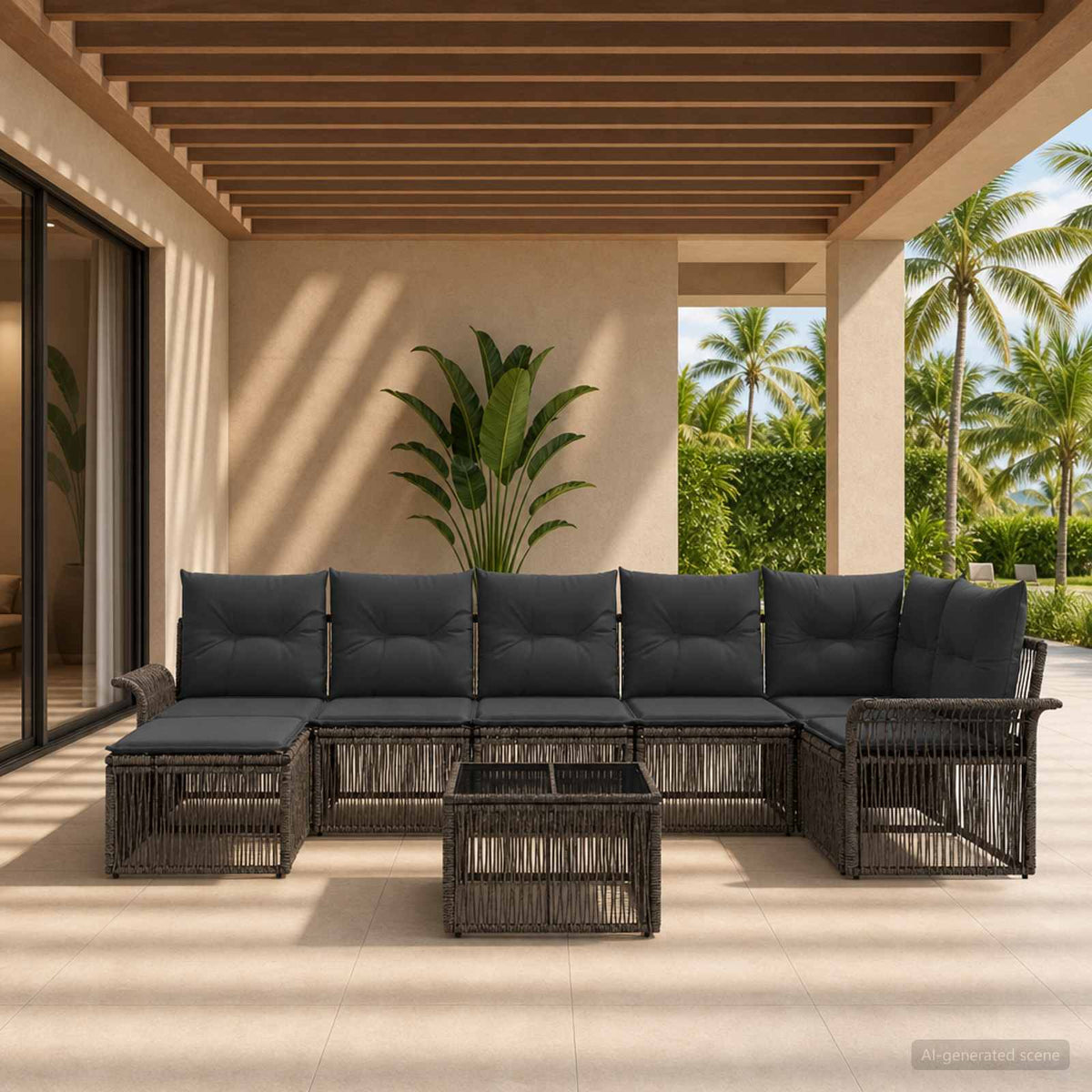 Tuinbankenset 8 pcs Grijs poly rattan is nu te koop bij PeponiXL, paradijselijk wonen!