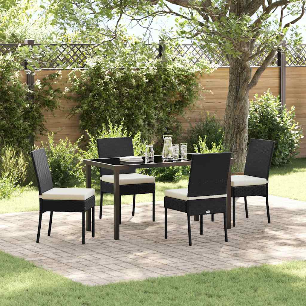 Tuin eettafelset 5 pcs Zwart Gepoedercoat staal is nu te koop bij PeponiXL, paradijselijk wonen!