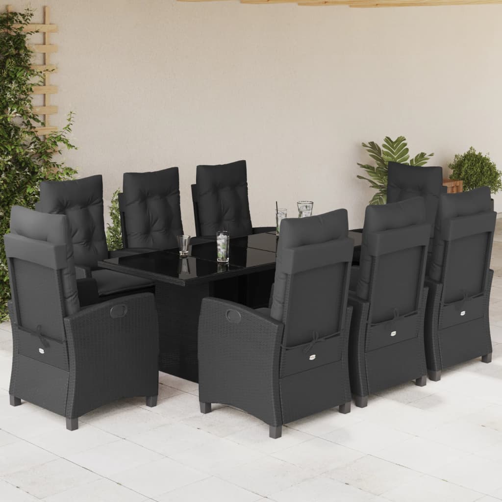 9-delige Tuinset poly rattan zwart is nu te koop bij PeponiXL, paradijselijk wonen!