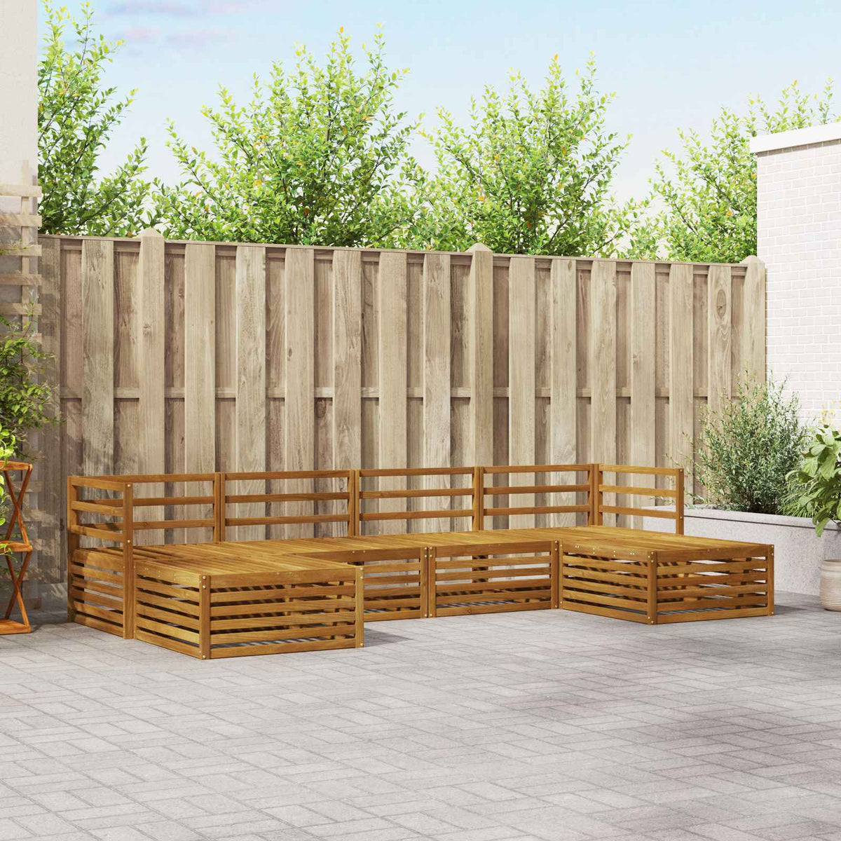 Sofa-Sets 6 pcs Naturel Massief Acaciahout is nu te koop bij PeponiXL, paradijselijk wonen!