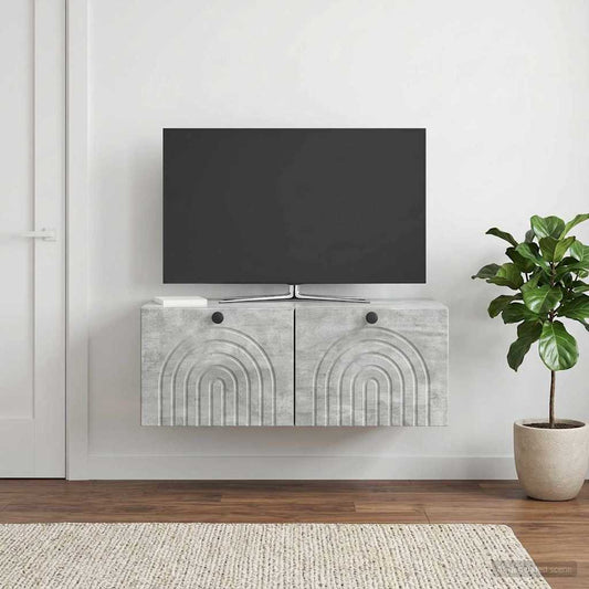 Wandbeugel TV-kast Betongrijs 78,5 x 41 x 30 cm Bewerkt hout is nu te koop bij PeponiXL, paradijselijk wonen!