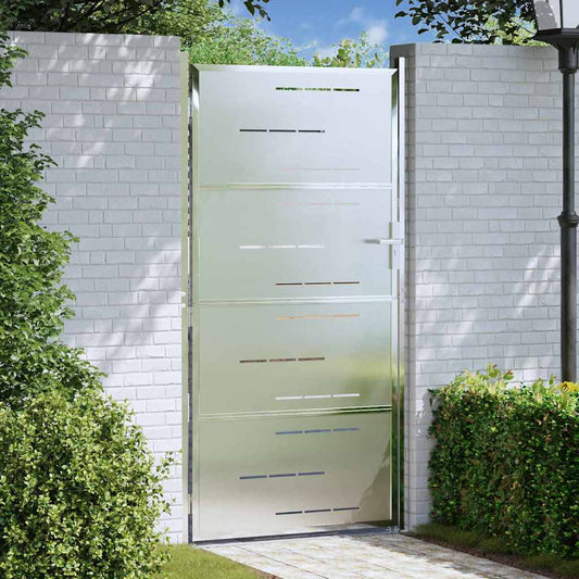 Tuinpoort 85 x 174 cm Roestvrij staal zilver Vergrendelbaar is nu te koop bij PeponiXL, paradijselijk wonen!