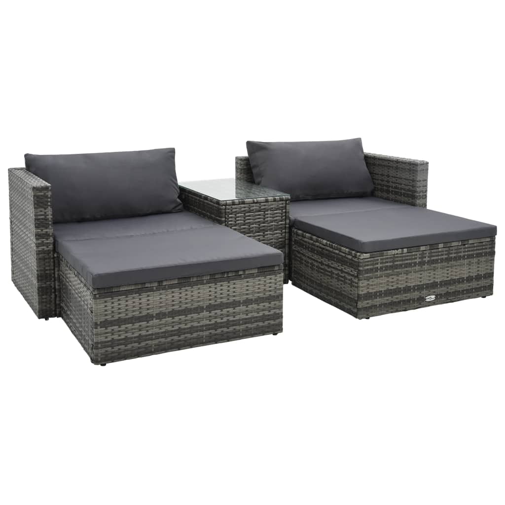 5-delige Loungeset met kussens poly rattan grijs is nu te koop bij PeponiXL, paradijselijk wonen!