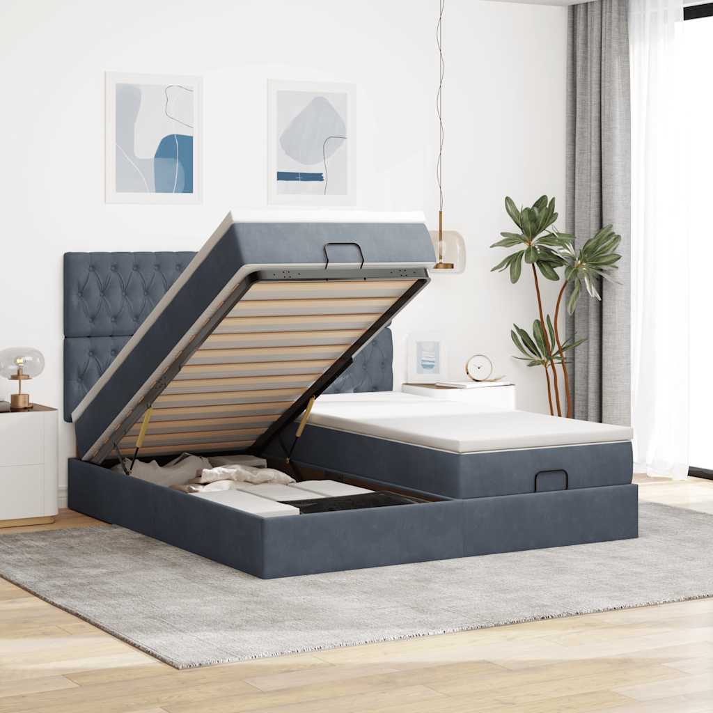 Ottoman bed met matrassen en LED's 200x200cm fluweel is nu te koop bij PeponiXL, paradijselijk wonen!