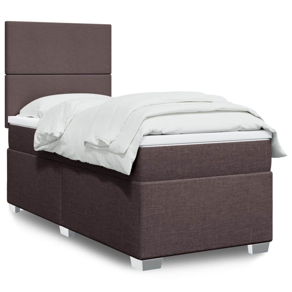 Boxspring met matras stof donkerbruin 80x200 cm is nu te koop bij PeponiXL, paradijselijk wonen!