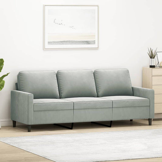 Driezitsbank 180 cm fluweel lichtgrijs is nu te koop bij PeponiXL, paradijselijk wonen!