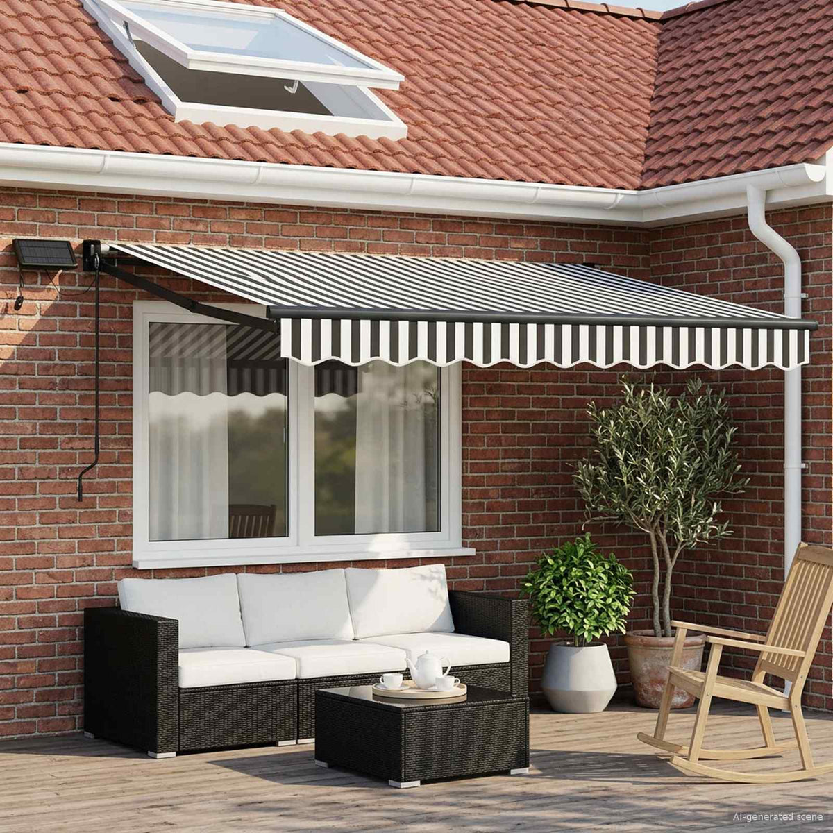Elektrisch Uittrekbaar Zonnescherm Antraciet en Wit 3 x 2,5 m is nu te koop bij PeponiXL, paradijselijk wonen!