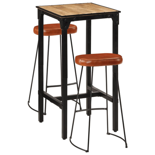 3-delige Barset massief ruw mangohout en metaal is nu te koop bij PeponiXL, paradijselijk wonen!