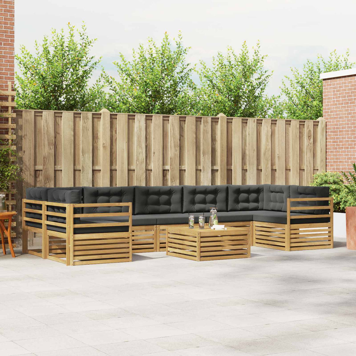 Buiten bankenset 8 pcs Wit en antracietkleurig is nu te koop bij PeponiXL, paradijselijk wonen!