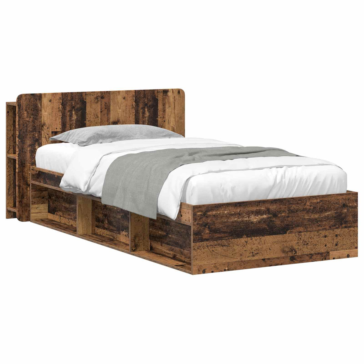 Bedframe met opslag Oud hout 80 x 200 cm Bewerkt hout is nu te koop bij PeponiXL, paradijselijk wonen!