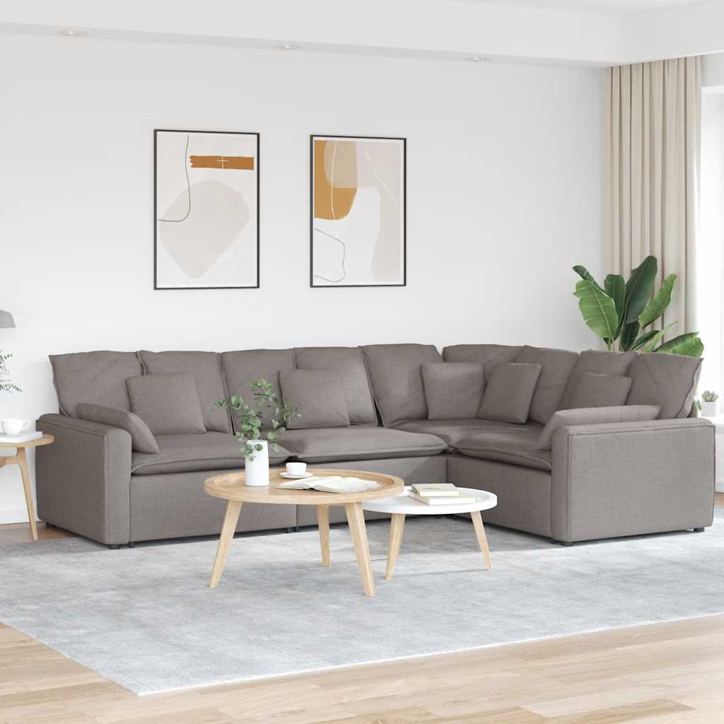 Modulaire bank met kussens stof taupe is nu te koop bij PeponiXL, paradijselijk wonen!
