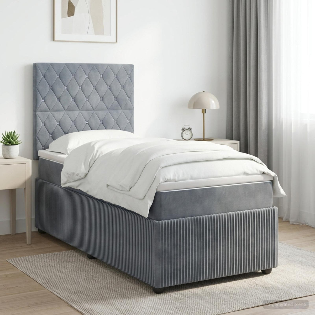 Boxspringbed met matras Donkergrijs 90 x 190 cm Fluweel is nu te koop bij PeponiXL, paradijselijk wonen!