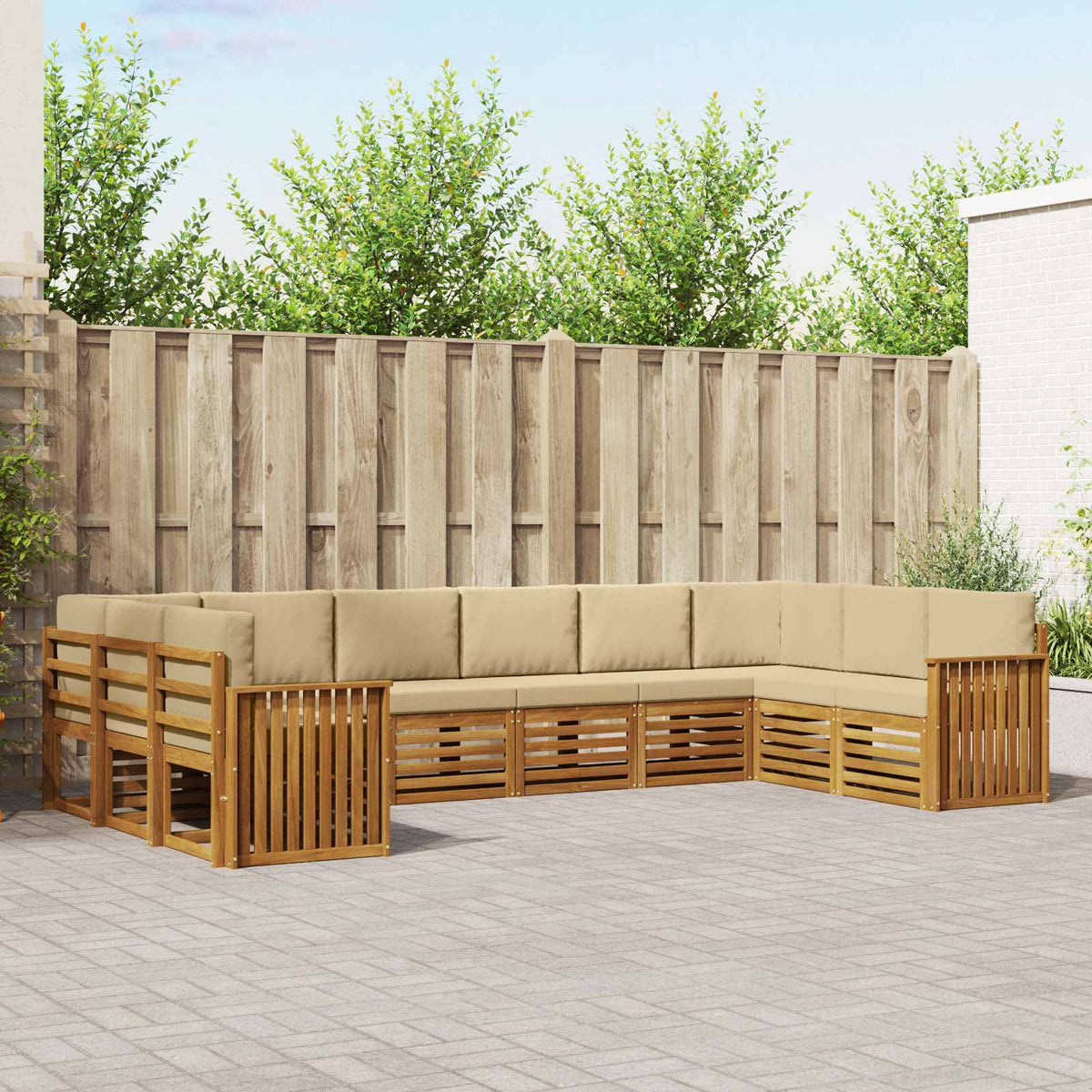 Hoekbank Set met kussen 10 pcs Natuurlijk en Beige is nu te koop bij PeponiXL, paradijselijk wonen!