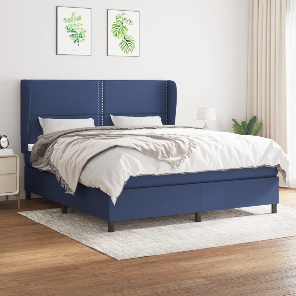 Boxspring met matras stof blauw 180x200 cm is nu te koop bij PeponiXL, paradijselijk wonen!