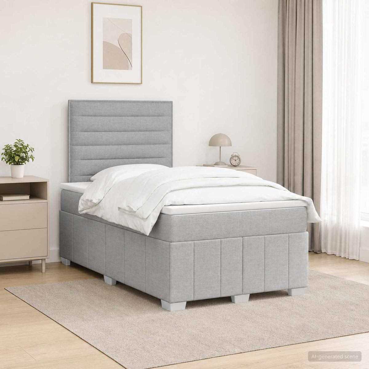 Boxspringbed met matras Lichtgrijs 120 x 200 cm Stof is nu te koop bij PeponiXL, paradijselijk wonen!