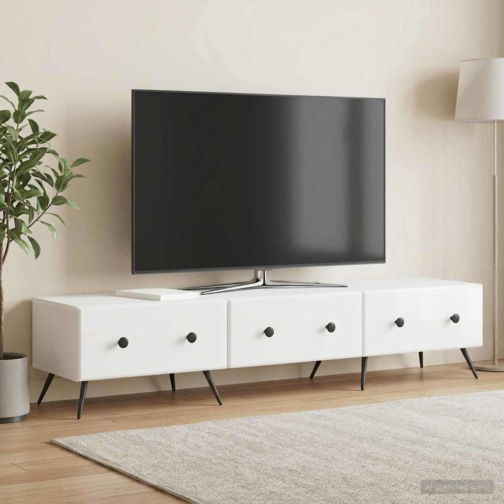 TV-kast met lade Hoogglans Wit 147 x 34,5 x 30 cm Bewerkt hout is nu te koop bij PeponiXL, paradijselijk wonen!