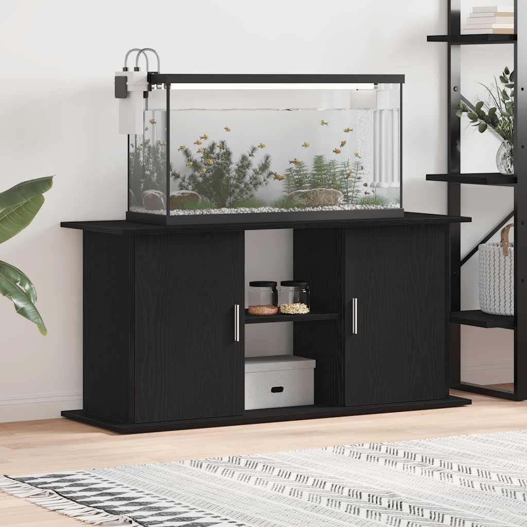 Aquariumstandaard 121x41x58 cm spaanplaat zwart eikenkleurig is nu te koop bij PeponiXL, paradijselijk wonen!
