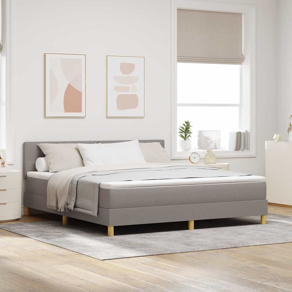 LED Box Spring Bed met hoofdeinde Taupe 180 x 200 cm Stof is nu te koop bij PeponiXL, paradijselijk wonen!