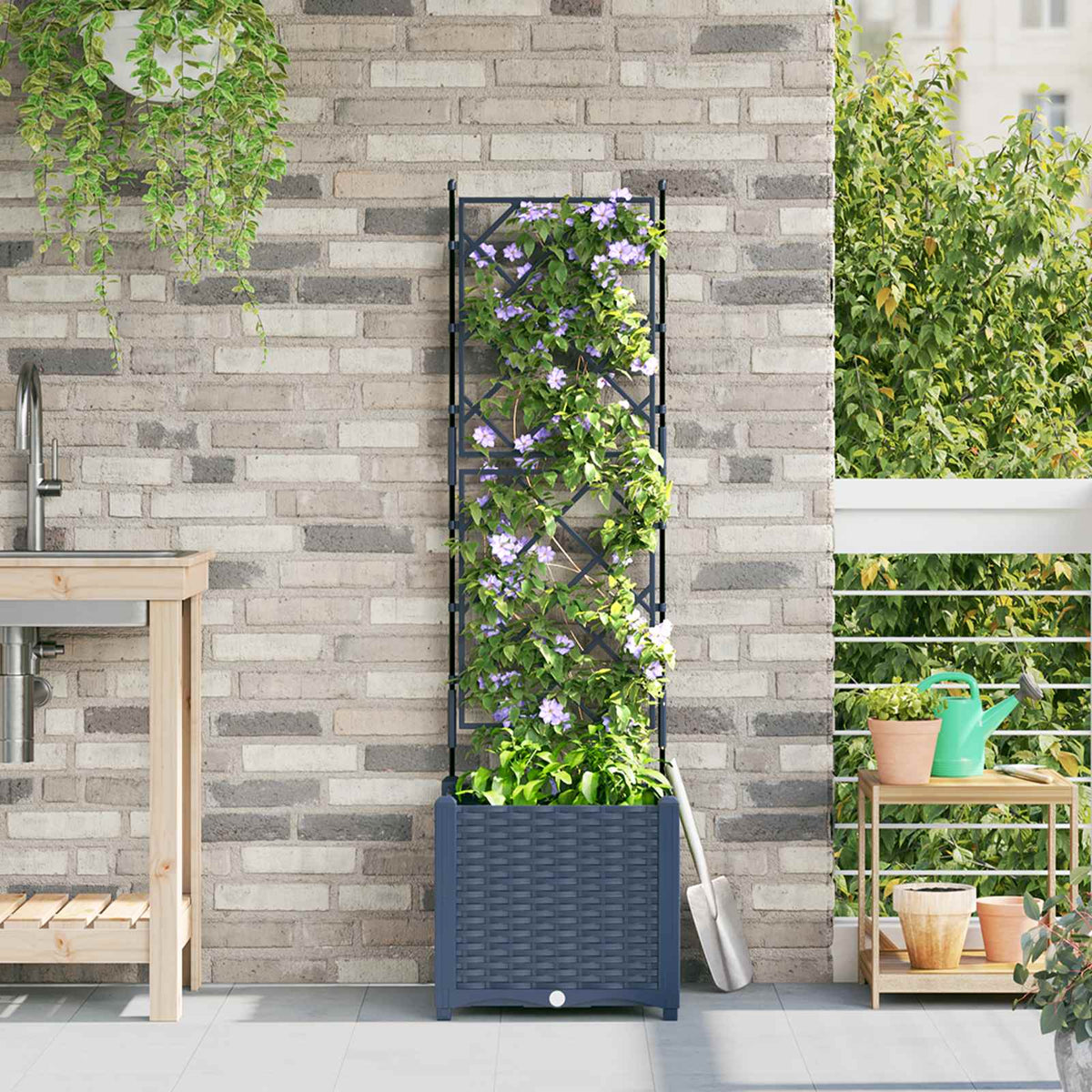 Plantenbak Grijs 40 x 40 x 143 cm PP is nu te koop bij PeponiXL, paradijselijk wonen!