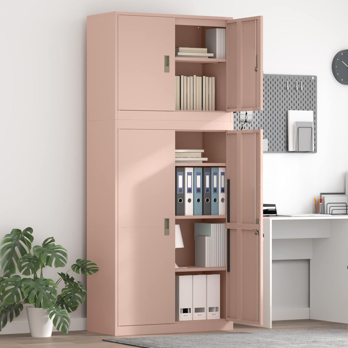 Opbergkast 2 st Roze 90 x 40 x 210 cm Staal Vergrendelbaar is nu te koop bij PeponiXL, paradijselijk wonen!