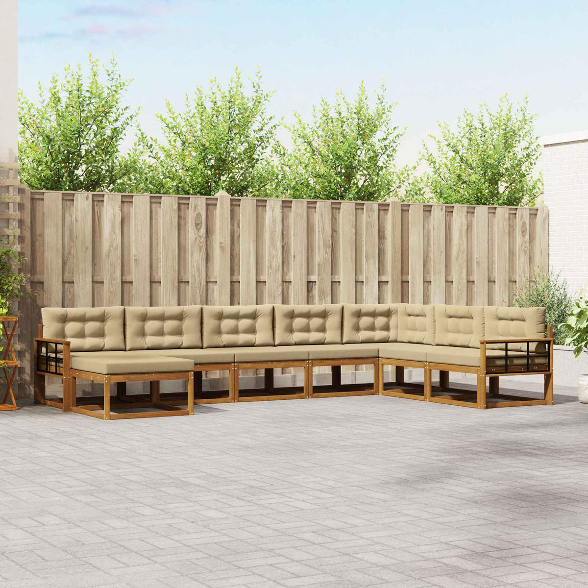 Buiten bankenset met kussen 8 pcs Natuurlijk en Beige is nu te koop bij PeponiXL, paradijselijk wonen!