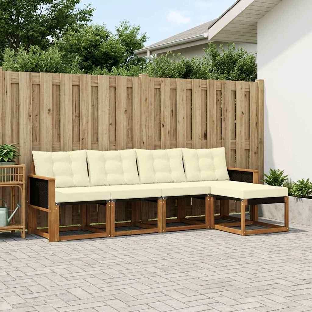 Buiten bankenset met kussen 5 pcs Natuurlijk en Crème is nu te koop bij PeponiXL, paradijselijk wonen!