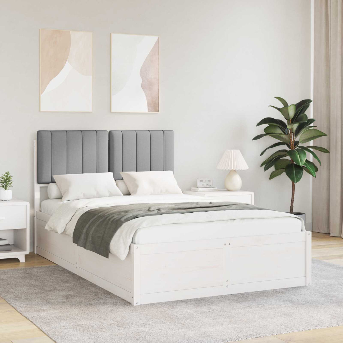 Bedframe met Gevoerd Hoofdgedeelte Lichtgrijs 120 x 200 cm is nu te koop bij PeponiXL, paradijselijk wonen!