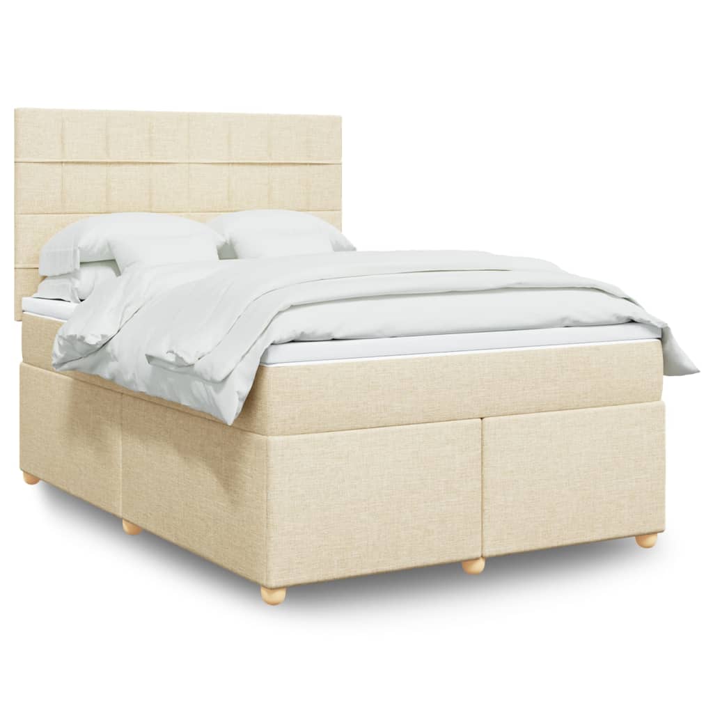 Boxspring met matras stof crèmekleurig 140x200 cm is nu te koop bij PeponiXL, paradijselijk wonen!