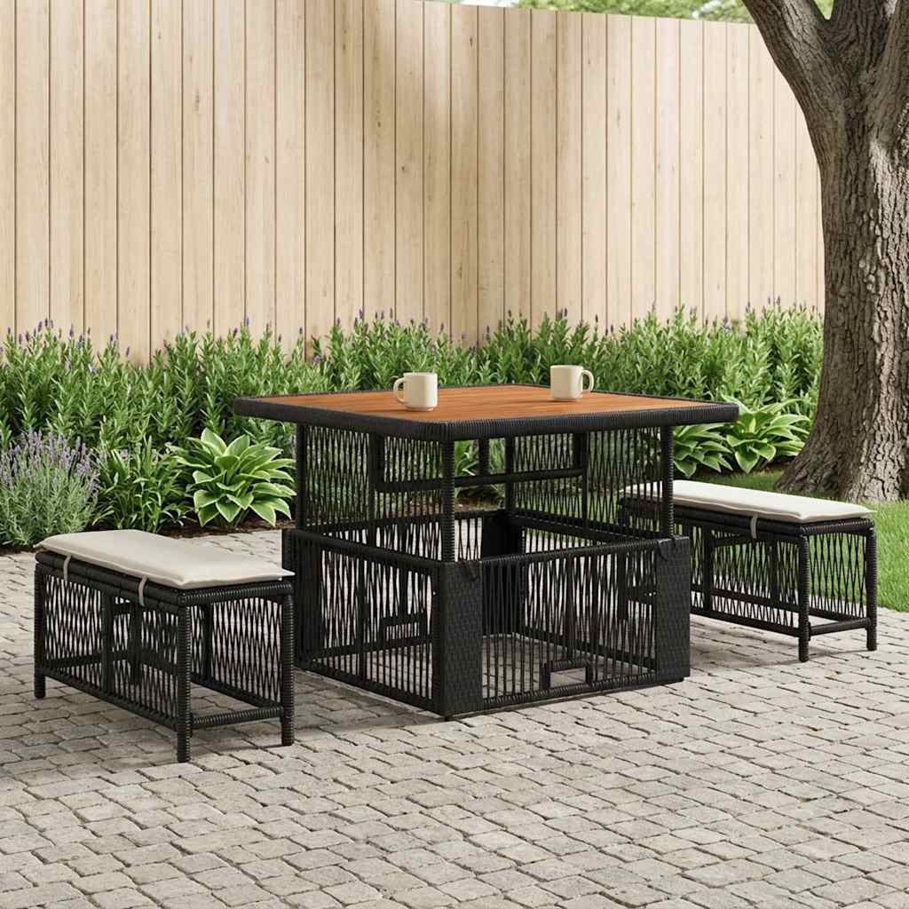Tuin eettafelset met kussen 3 pcs Beige en Crème poly rattan is nu te koop bij PeponiXL, paradijselijk wonen!