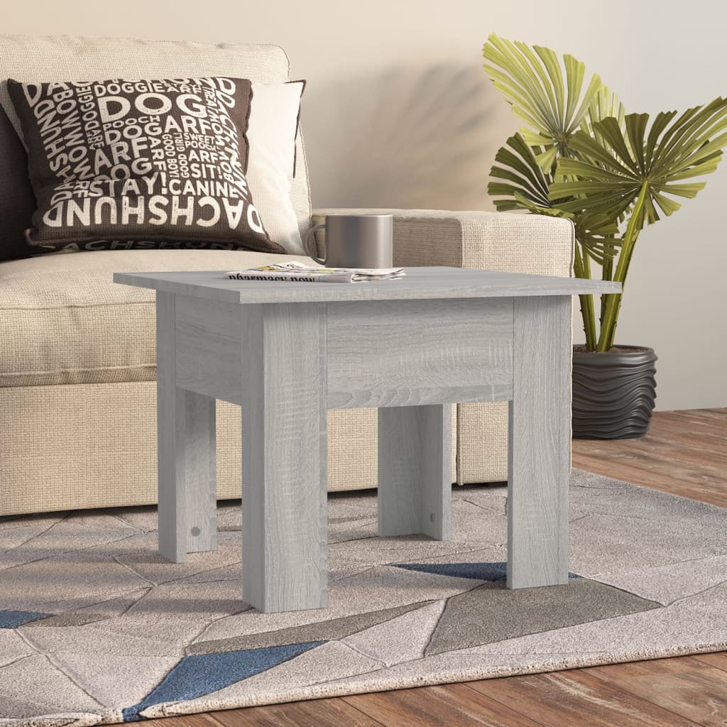 Salontafel 55x55x42 cm bewerkt hout grijs sonoma eikenkleurig is nu te koop bij PeponiXL, paradijselijk wonen!