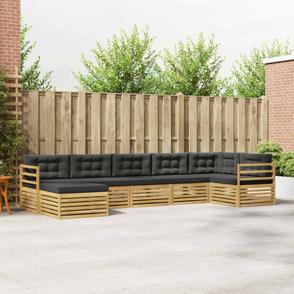 Buiten bankenset met kussen 7 pcs Wit en antracietkleurig is nu te koop bij PeponiXL, paradijselijk wonen!