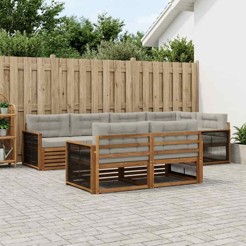 Buiten bankenset met kussen 7 pcs Naturel en lichtgrijs is nu te koop bij PeponiXL, paradijselijk wonen!
