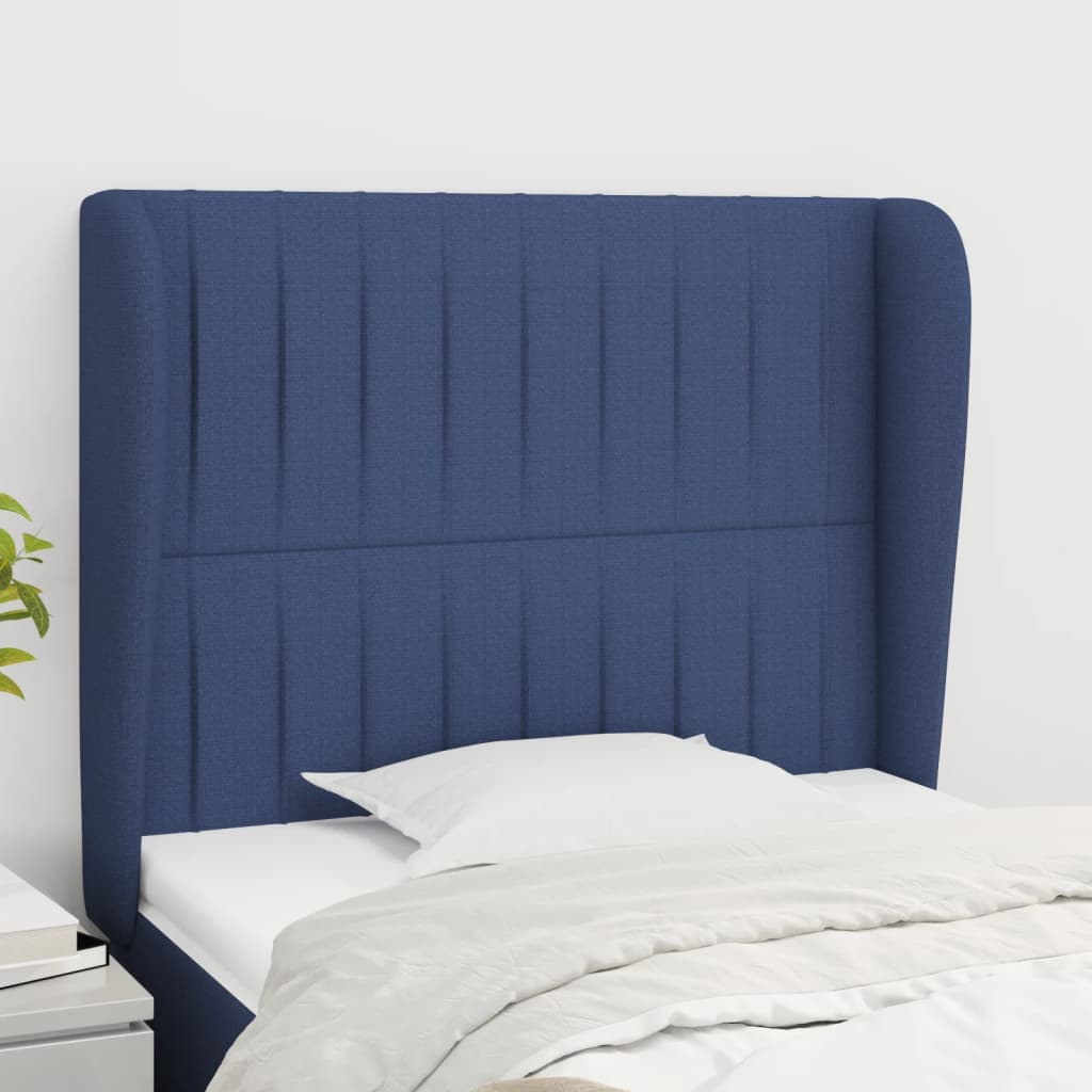 Hoofdbord met randen 93x23x118/128 cm stof blauw is nu te koop bij PeponiXL, paradijselijk wonen!