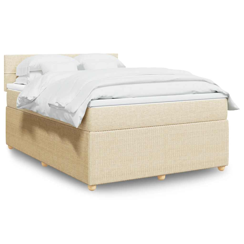 Boxspring met matras stof crèmekleurig 140x200 cm is nu te koop bij PeponiXL, paradijselijk wonen!