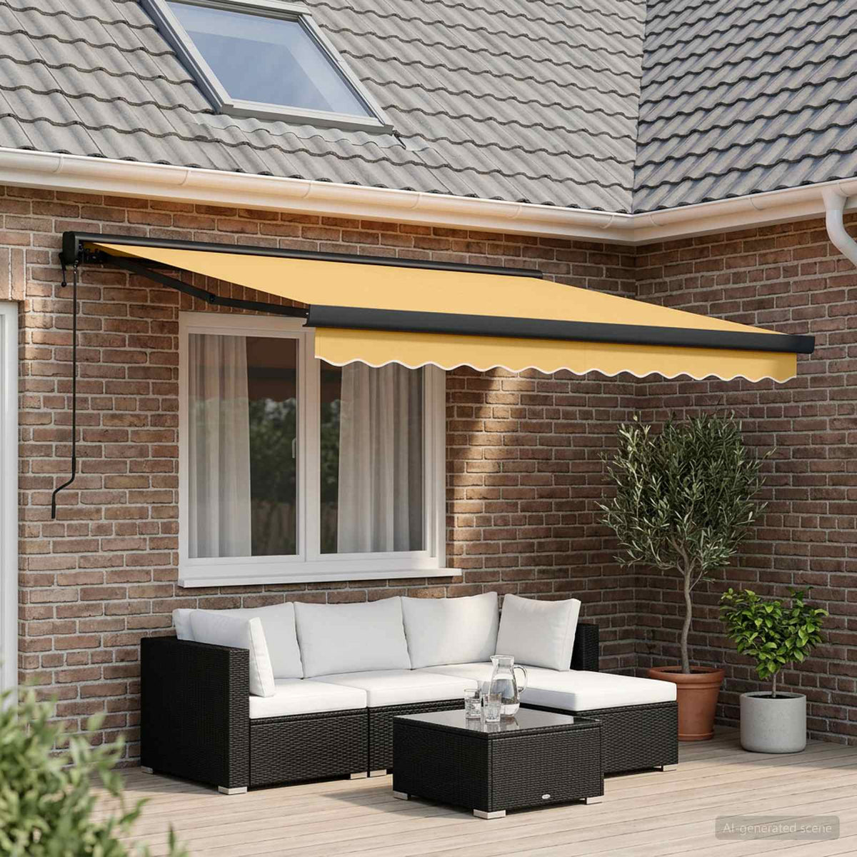 Uitschuifbare luifel Zand 300 x 250 cm Stof en Metaal is nu te koop bij PeponiXL, paradijselijk wonen!