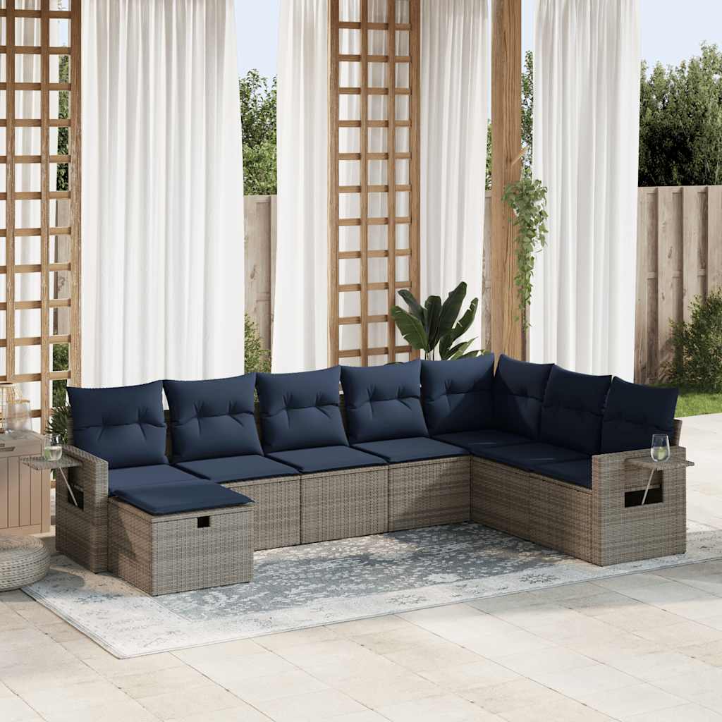 8-delige Loungeset met kussens poly rattan grijs is nu te koop bij PeponiXL, paradijselijk wonen!