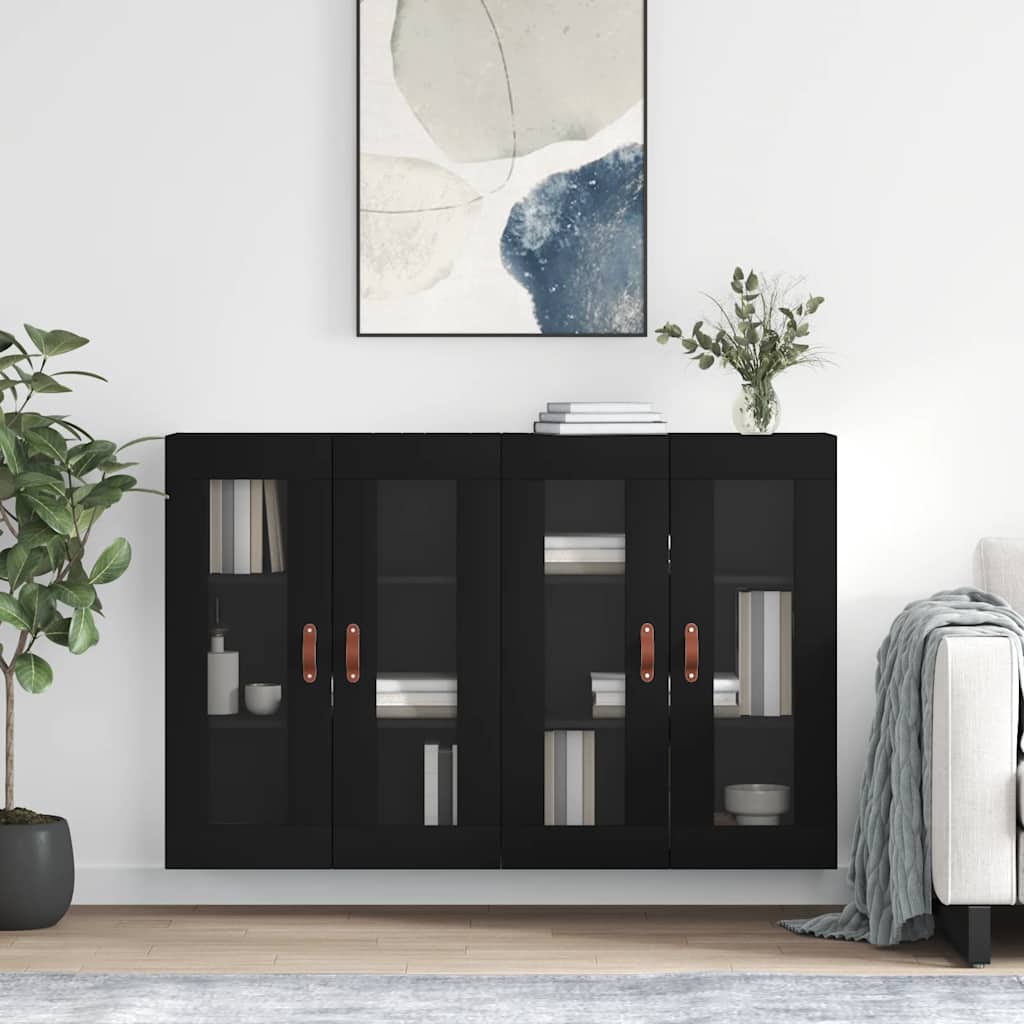 Hangkasten 2 st bewerkt hout zwart is nu te koop bij PeponiXL, paradijselijk wonen!